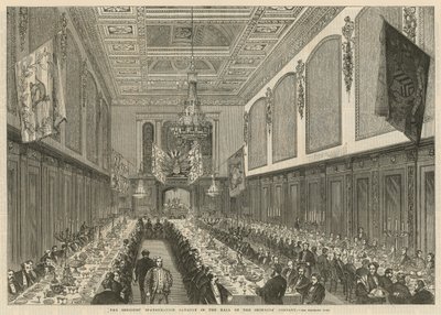 The Sheriffs Inauguration Banquet in the Hall of the Skinners Company by English School