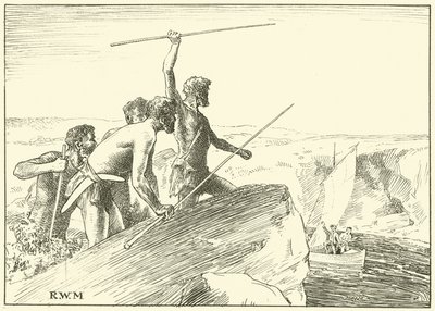 They Shook Their Spears at the White Men by English School