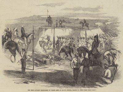 The Sikh Cavalry delivering up their Arms at Rawul Pindee by English School