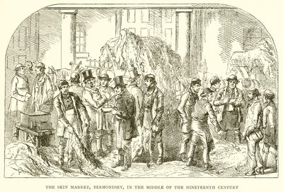 The Skin Market, Bermondsey, in the Middle of the Nineteenth Century by English School