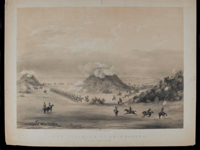 The Skirmish at Driekoppen, near Zwaartkopjes, 1845, engraved by Paul Gauci (1834-66), published in c.1845 by English School