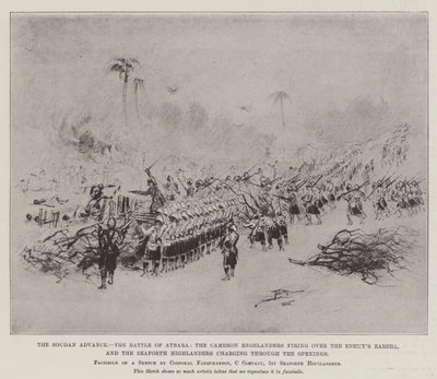 The Soudan Advance, the Battle of Atbara, the Cameron Highlanders Firing over the Enemy