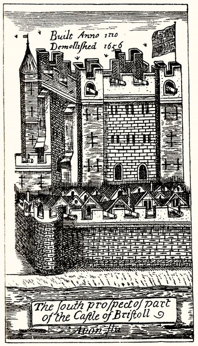 The South Prospect of Part of the Castle of Bristoll by English School
