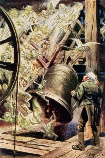 The Spirits of the Bells, illustration to The Chimes by Charles Dickens by English School