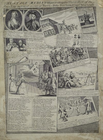 The Stage Medley Representing the Polite Taste of the Town & the Matchless Merits of Poet G., Polly Peachum and Captain Macheath, c.1728 by English School