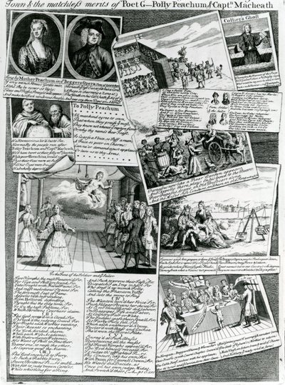 The Stage Medley Representing the Polite Taste of the Town & the Matchless Merits of Poet G., Polly Peachum and Captain Macheath, c.1728 by English School