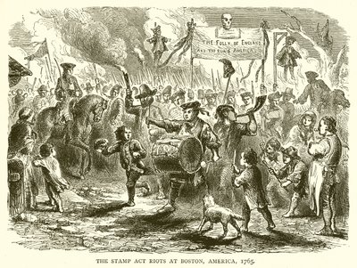 The Stamp Act Riots at Boston, America, 1765 by English School