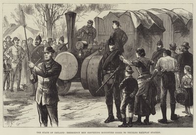 The State of Ireland, Emergency Men conveying Boycotted Goods to Thurles Railway Station by English School