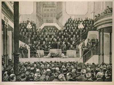 The State of Ireland: The Landlords Meeting at the Exhibition Building, Dublin by English School