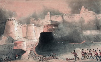 The Storming of Kabul Gate in 1839 by English School