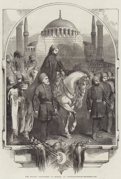 The Sultan proceeding to Mosque, at Constantinople by English School