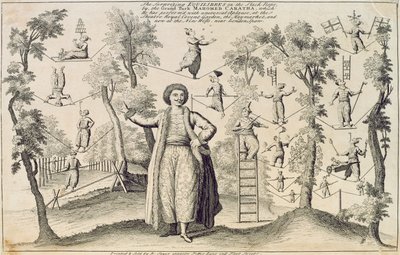 The Surprising Equilibres on the Slack Rope by the Grand Turk, Mahomed Caratha, printed by Robert Sayer by English School