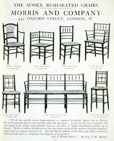 The Sussex Rush-Seated Chairs, made by Morris and Company by English School