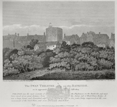 The Swan Theatre on the Bankside as it appeared in 1614 by English School