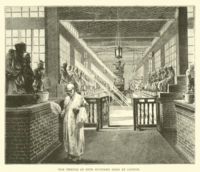 The Temple of Five Hundred Gods at Canton by English School