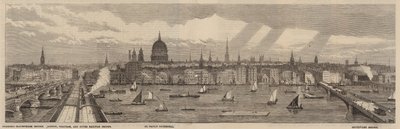 The Thames Embankment on the north side of the Thames from the Palace of Westminster to Blackfriars Bridge by English School