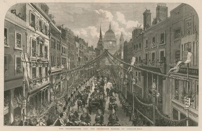 The Thanksgiving Day: The Procession Passing Up Ludgate Hill by English School