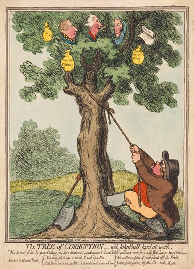 The Tree of Corruption, with John Bull Hard at Work, pub. 1796 by English School
