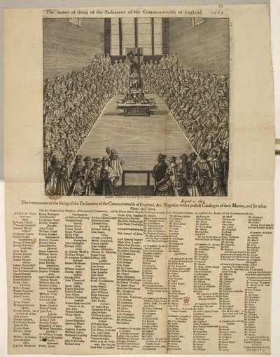 The True Manner of the Sitting of the Parliament of the Commonwealth of England, &c. Together with a Perfect Catalogue of Their Names and for What Places They Serve by English School