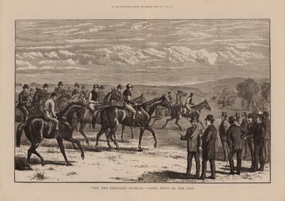 The Two Thousand Guineas, Going down to the Post (engraving) by English School