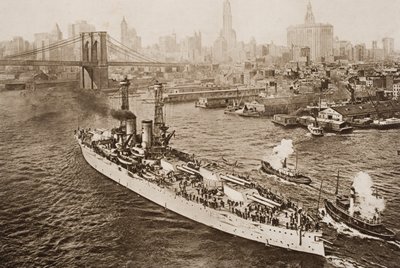 The United States Battleship, Texas, Setting out from New York Harbour, illustration from 