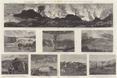 The Volcanic Eruption of Mount Tarawera, in the Hot Springs Lake District of New Zealand, Destruction of the Village of Wairoa by English School