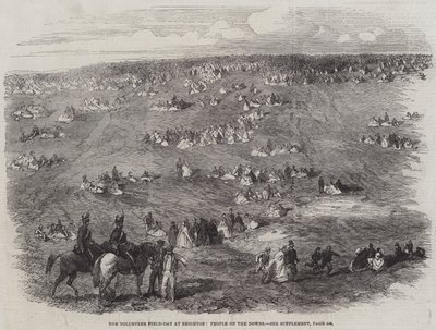 The Volunteer Field-Day at Brighton, People on the Downs by English School