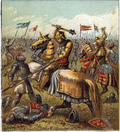 The War of the Two Roses (1455-1485): Battle between the Royal House of York and the Royal Mason of Lancaster. Illustration of the English Civil War born by the division of the successors of King Edward III into two branches. by English School