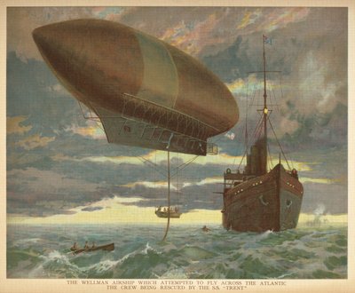 The Wellman airship which attempted to fly across the Atlantic, the crew being rescued by the S.S. 
