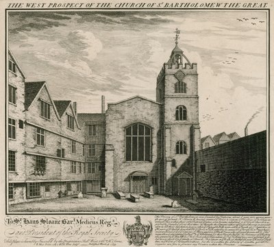 The West Prospect of the Church of St Bartholomew the Great by English School