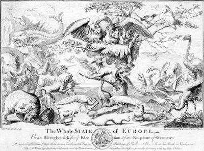 The Whole State of Europe, or An Hieroglyphick for the Election of an Emperor of Germany, 1741 by English School