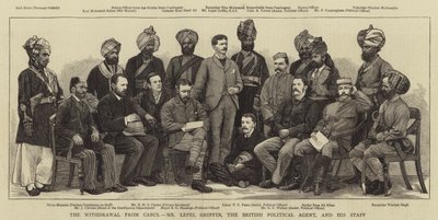 The Withdrawal from Kabul, Mr. Lepel Griffin, the British Political Agent, and his Staff by English School