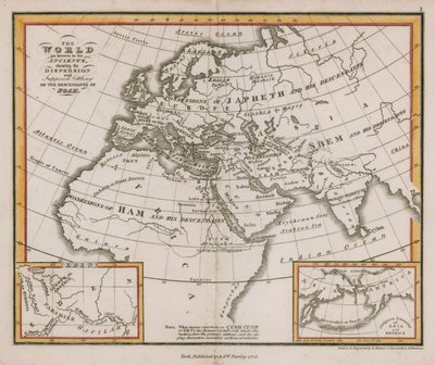 The World as known to the Ancients, showing the Dispersion and Supposed Settling of the Descendants of Noah by English School
