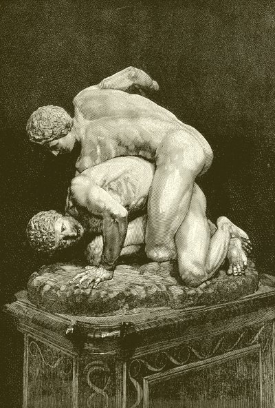 The Wrestlers. Marble Group in the Uffizi Gallery in Florence by English School