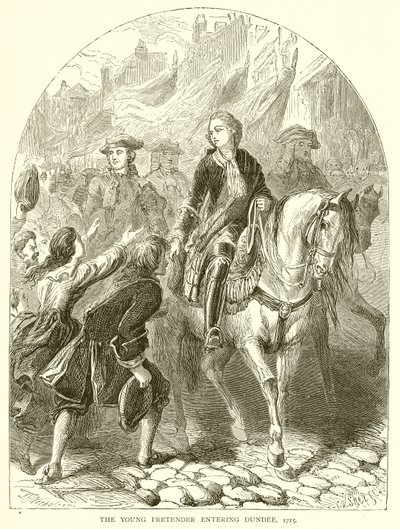The Young Pretender entering Dundee, 1715 by English School
