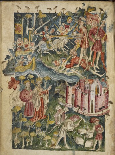 The Arrival of Brutus to England, the Slaying of Giants and the Building of a City, Possibly London by English School