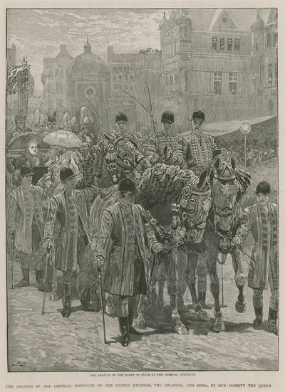 The arrival of the Queen in State at the Imperial Institute by English School
