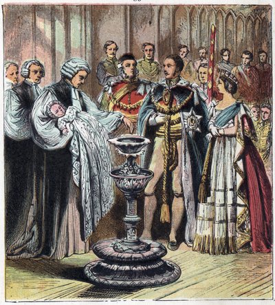 The Baptism of the Prince of Wales, Who Became King Edward VII (1841-1910), in the Presence of His Parents, Queen Victoria I (1819-1901) and Prince Albert of Saxony Cobourg Gotha by English School
