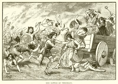 The battle of Vercellae by English School
