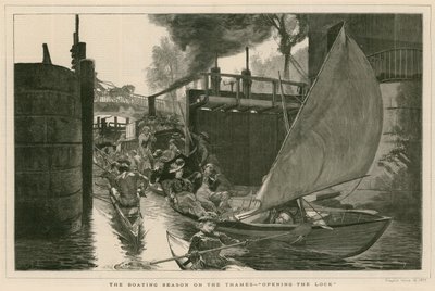 The Boating Season on the Thames - Opening the Lock by English School