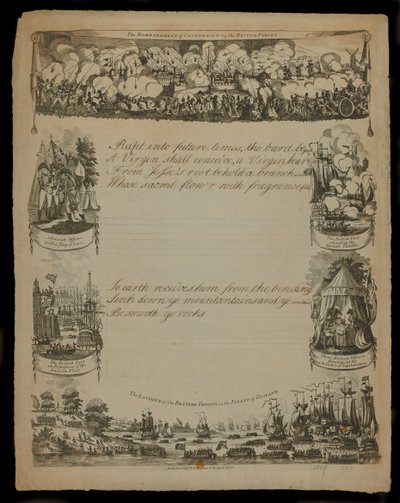 The bombardment of Copenhagen by the British forces and The landing of the British Forces in the Island of Zealand, published by T. and R. Hughes in 1807 by English School