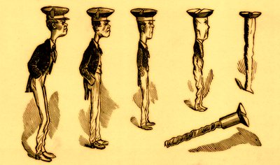 The boy who became a screw, illustration from Coles Funny Picture Book by English School