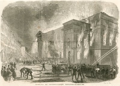 The burning of Covent Garden Theatre, London, on the morning of 5 March 1856 by English School