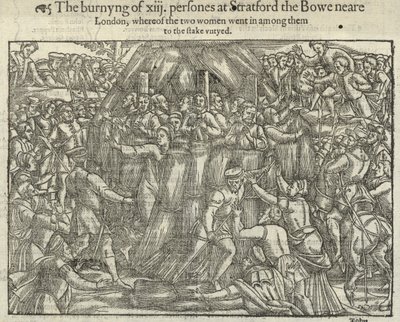 The Burning of Thirteen Persons at Stratford le Bow by English School
