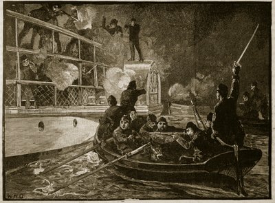 The capture of the Caroline, 1837, illustration from Cassell
