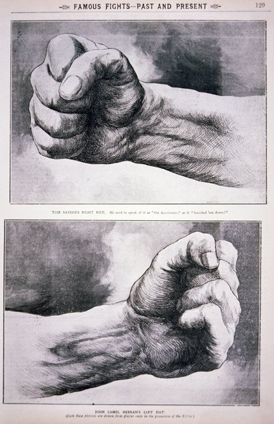 The clenched fists of Tom Sayers and John Heenan by English School