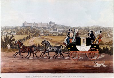 The Coach (Diligence) Connecting Birmingham to London, Lithograph of the English School, 19th Century, Private Collection by English School