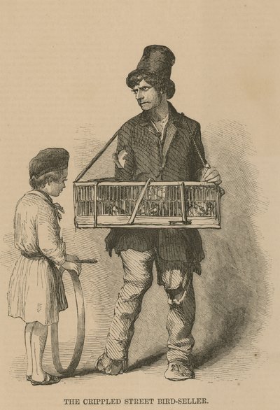 The Crippled Street Bird-Seller by English School