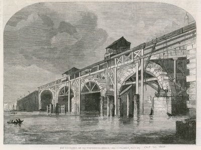 The Demolition of Old Westminster Bridge by English School