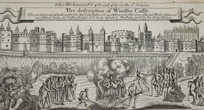 The description of Windsor Castle, illustration from Acts and Monuments by John Foxe, ninth edition, published 1684 by English School